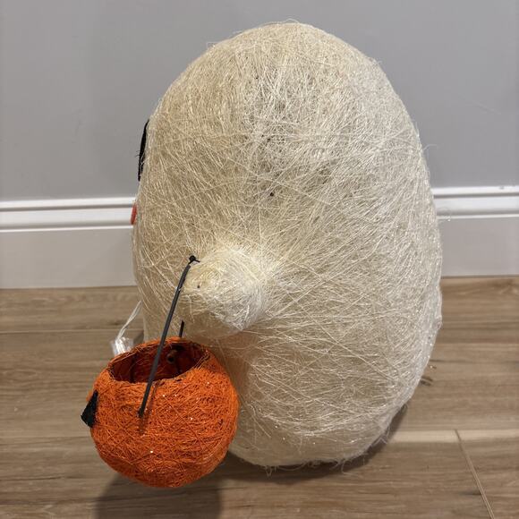 Halloween Light Up White Ghost With Pumpkin Basket Tested & Works 14x17” - Picture 7 of 14